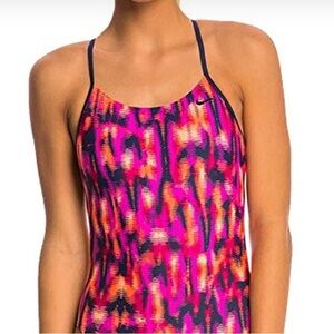 Nike Swim or Sport Blurred Lines Cut Out Tankini & Cheeky Bottom Size L